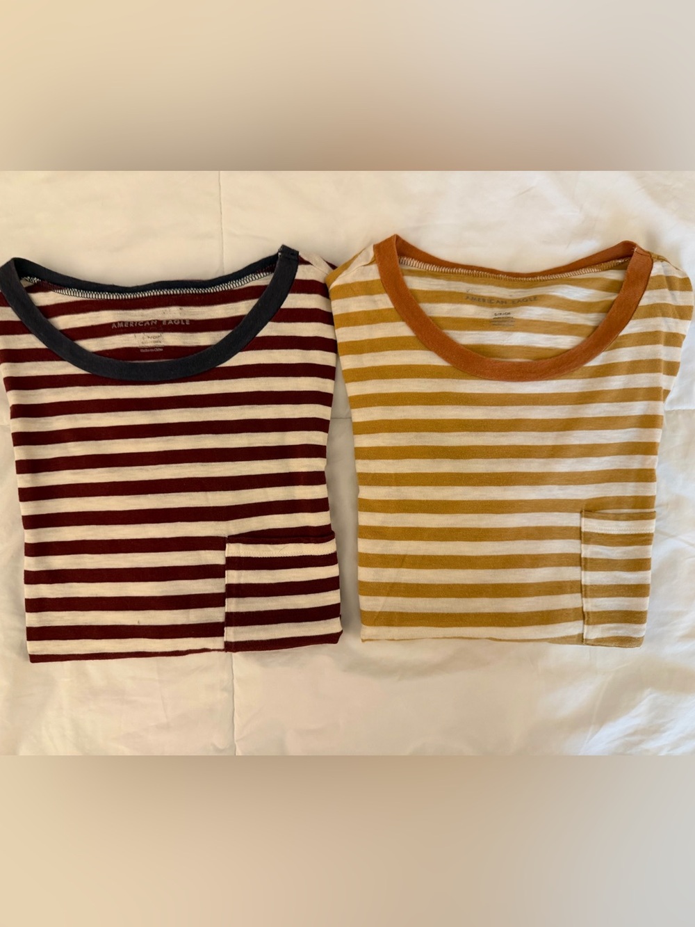 American Eagle Striped Pocket Tee Lot of 2 Small